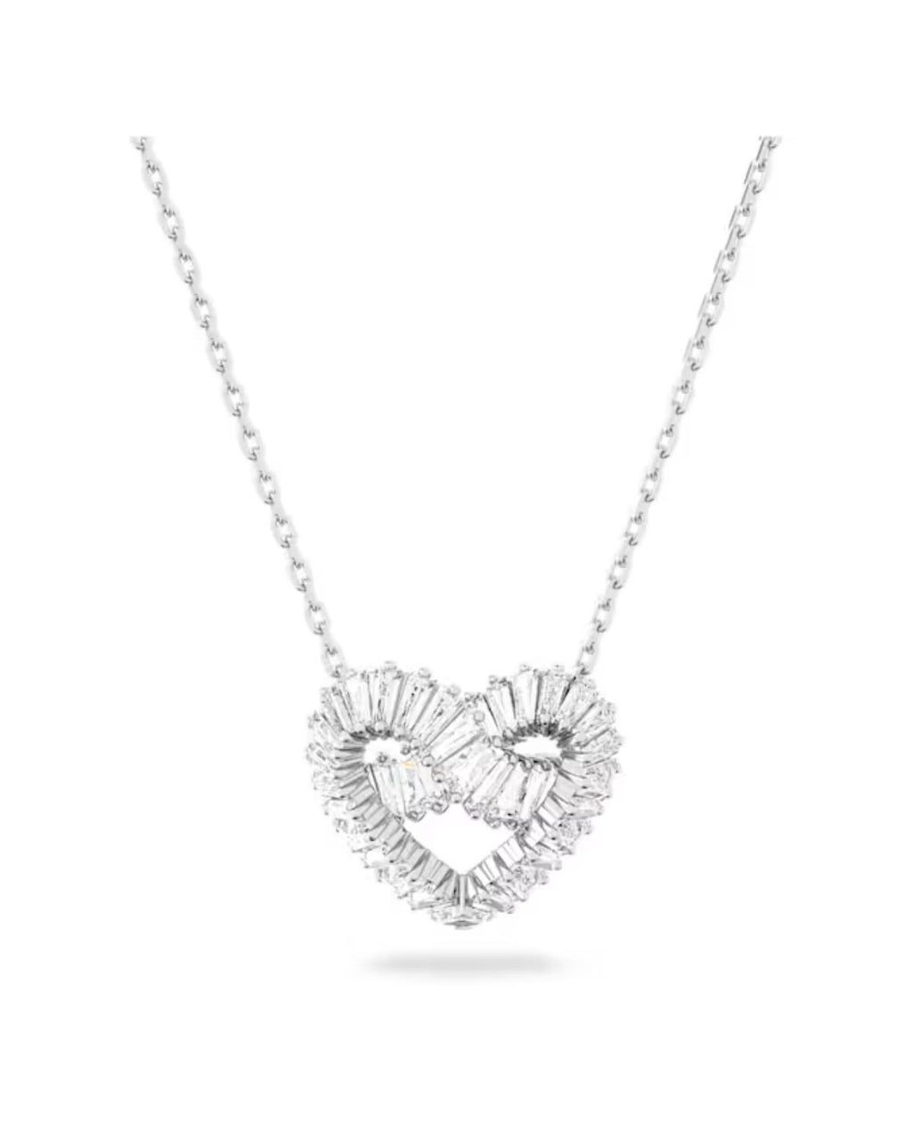 Matrix pendant Mixed cuts, Heart, White, Rhodium plated 5647924