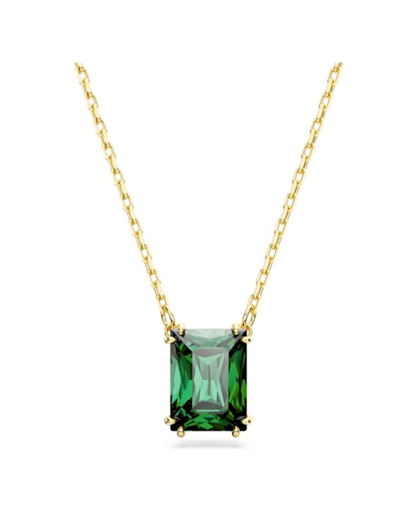 Matrix pendant, Rectangular cut, Green, Gold-tone plated