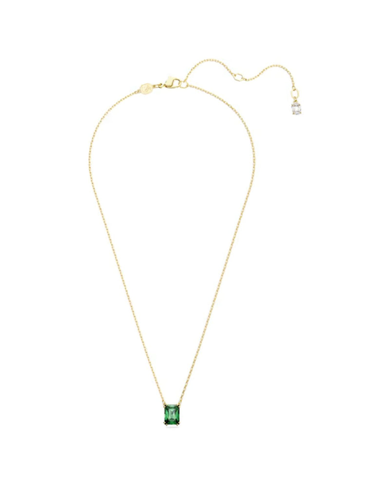 Matrix pendant, Rectangular cut, Green, Gold-tone plated