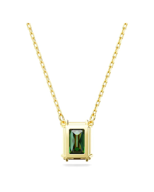 Matrix pendant, Rectangular cut, Green, Gold-tone plated