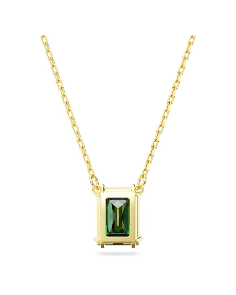 Matrix pendant, Rectangular cut, Green, Gold-tone plated