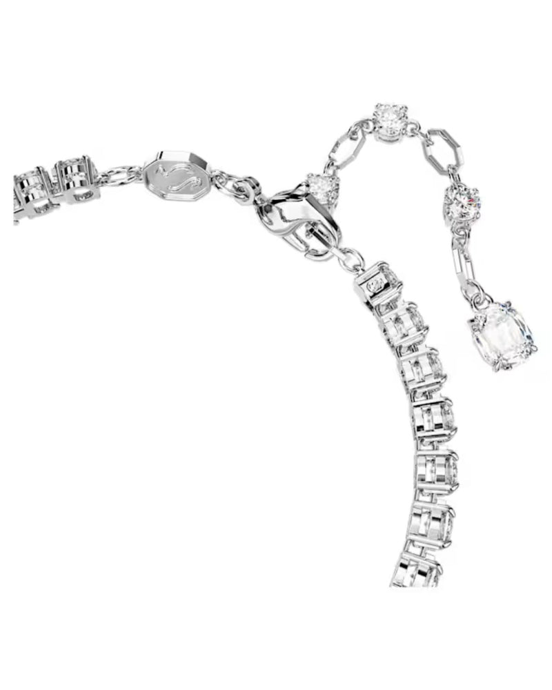 Matrix Tennis bracelet, Mixed cuts, Blue, Rhodium plated