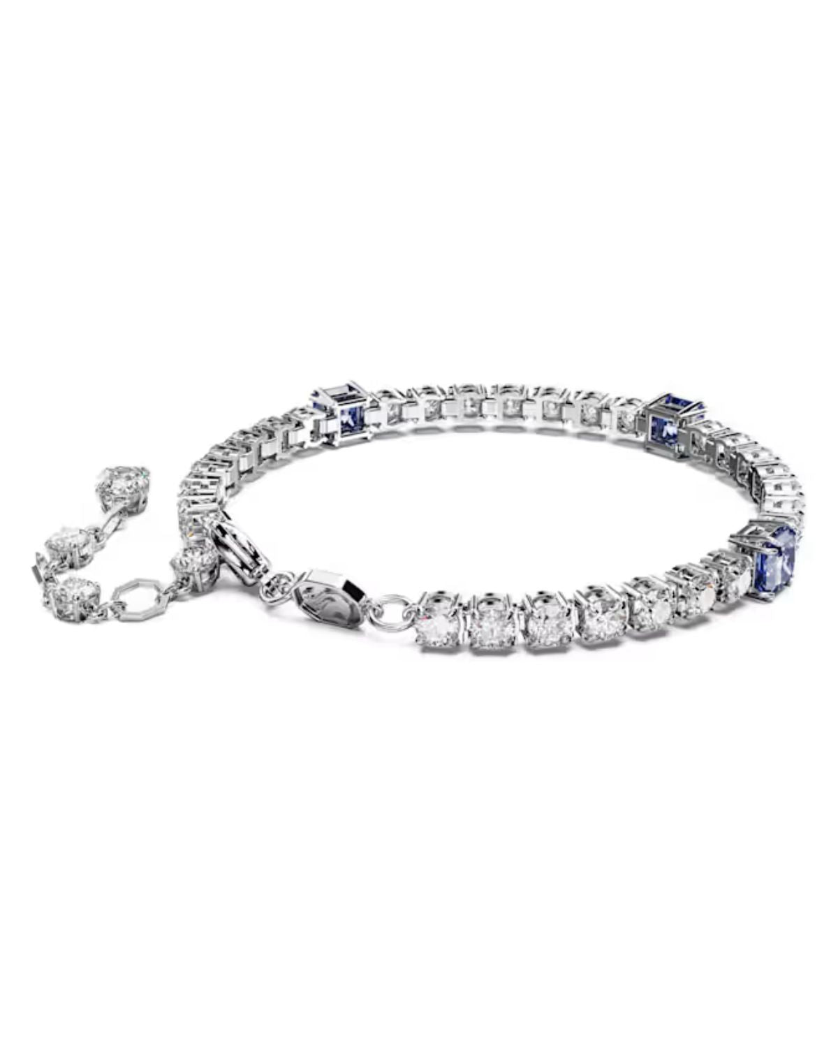 Matrix Tennis bracelet, Mixed cuts, Blue, Rhodium plated M 5666426