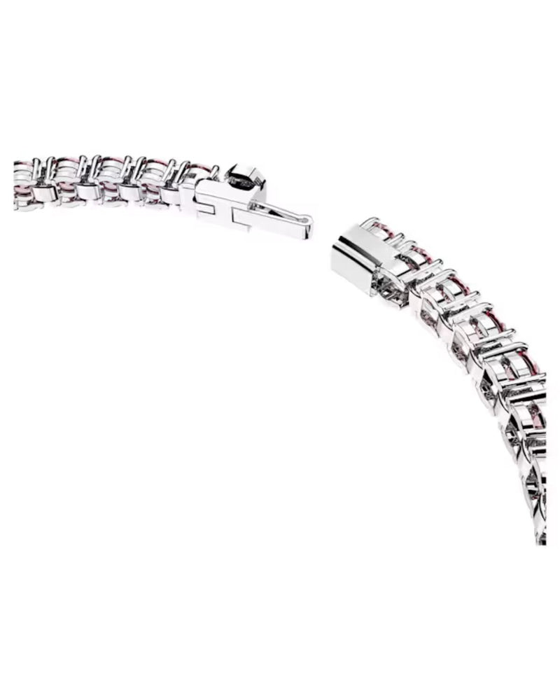 Matrix Tennis bracelet, Round cut, Pink, Rhodium plated