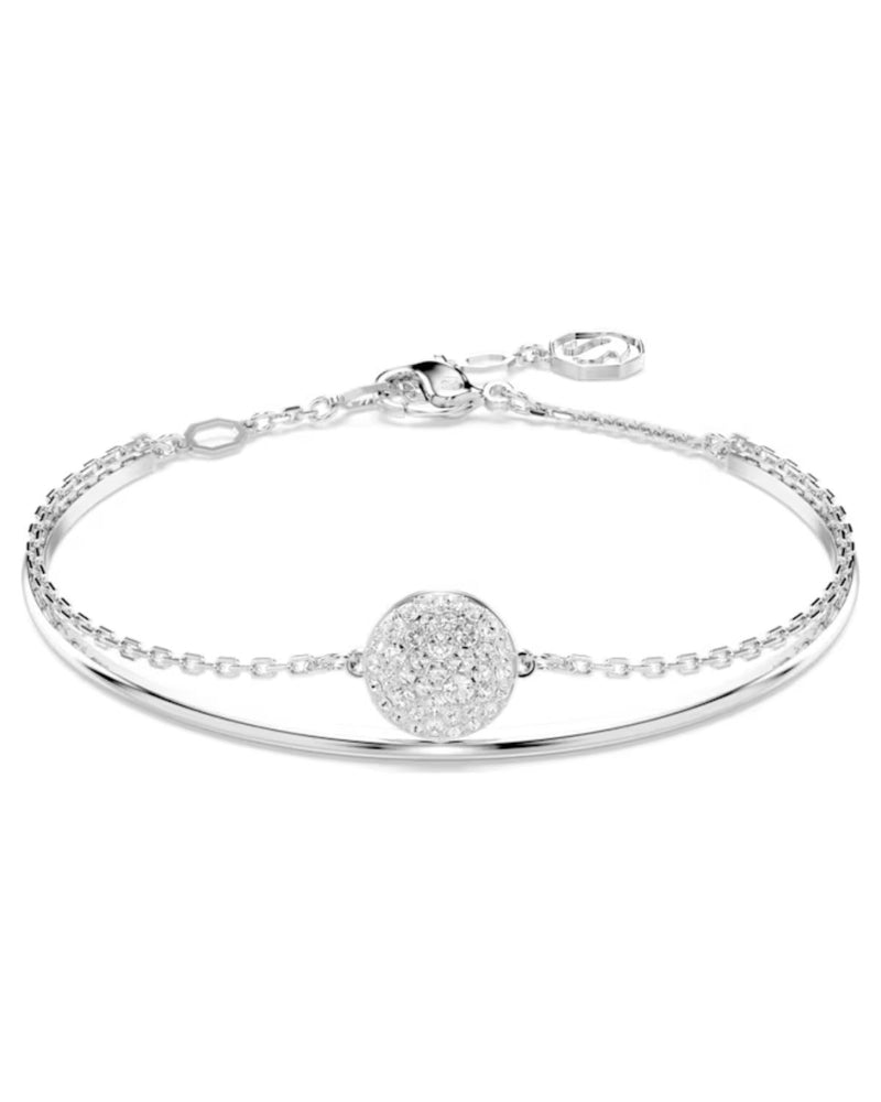 Meteora bangle, White, Rhodium plated