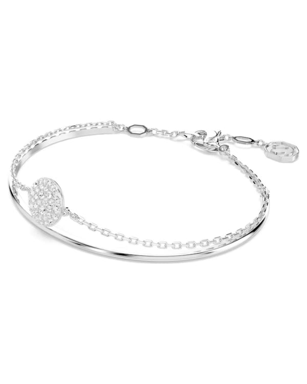 Meteora bangle, White, Rhodium plated