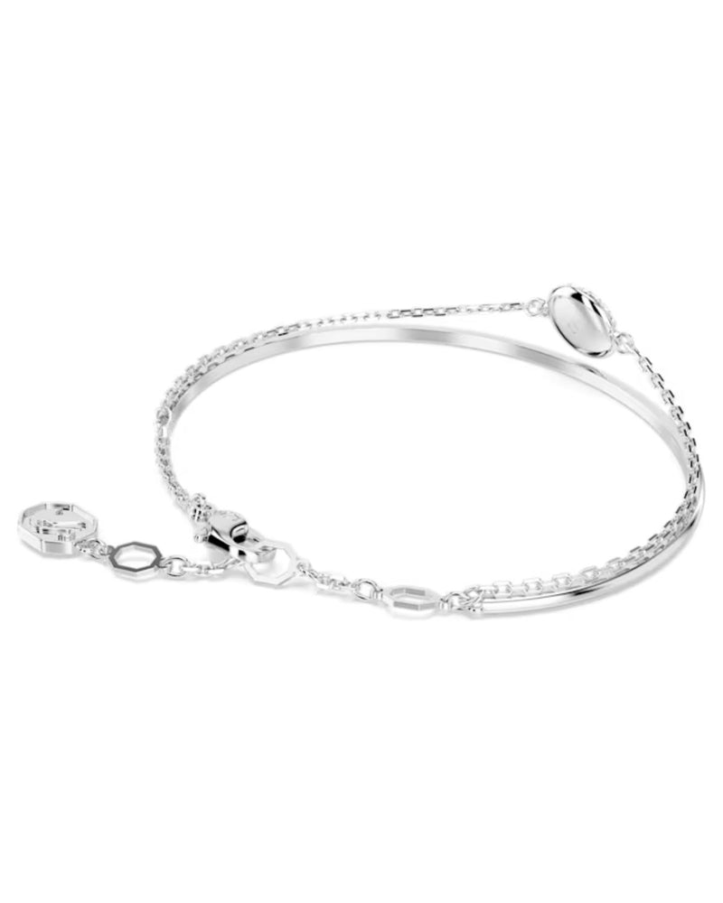 Meteora bangle, White, Rhodium plated