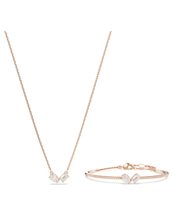 Mesmera set, Mixed cuts, White, Rose gold-tone plated