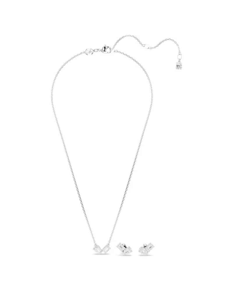 Mesmera set, Mixed cuts, White, Rhodium plated