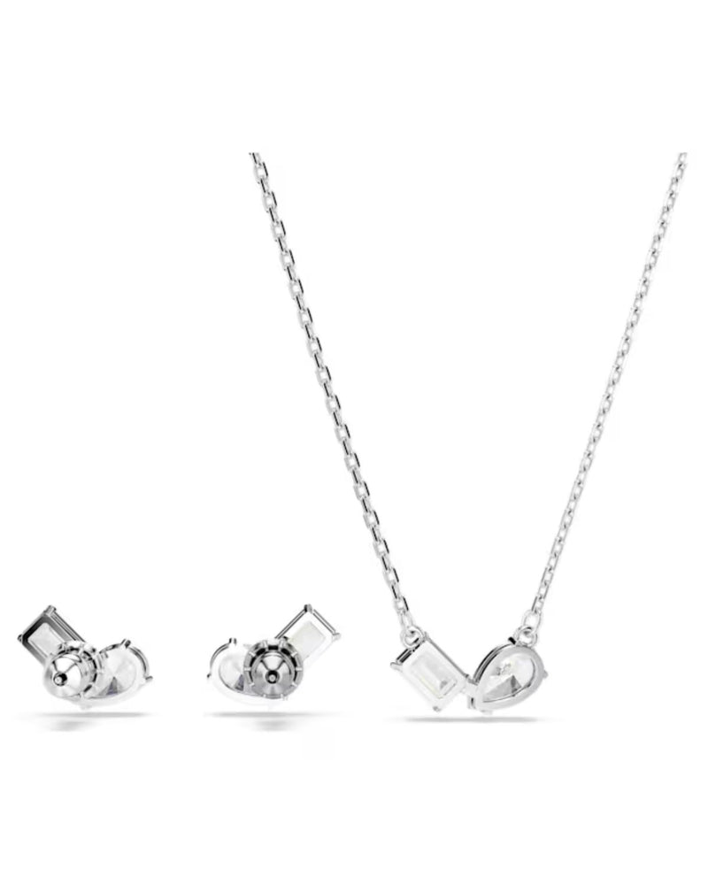 Mesmera set, Mixed cuts, White, Rhodium plated