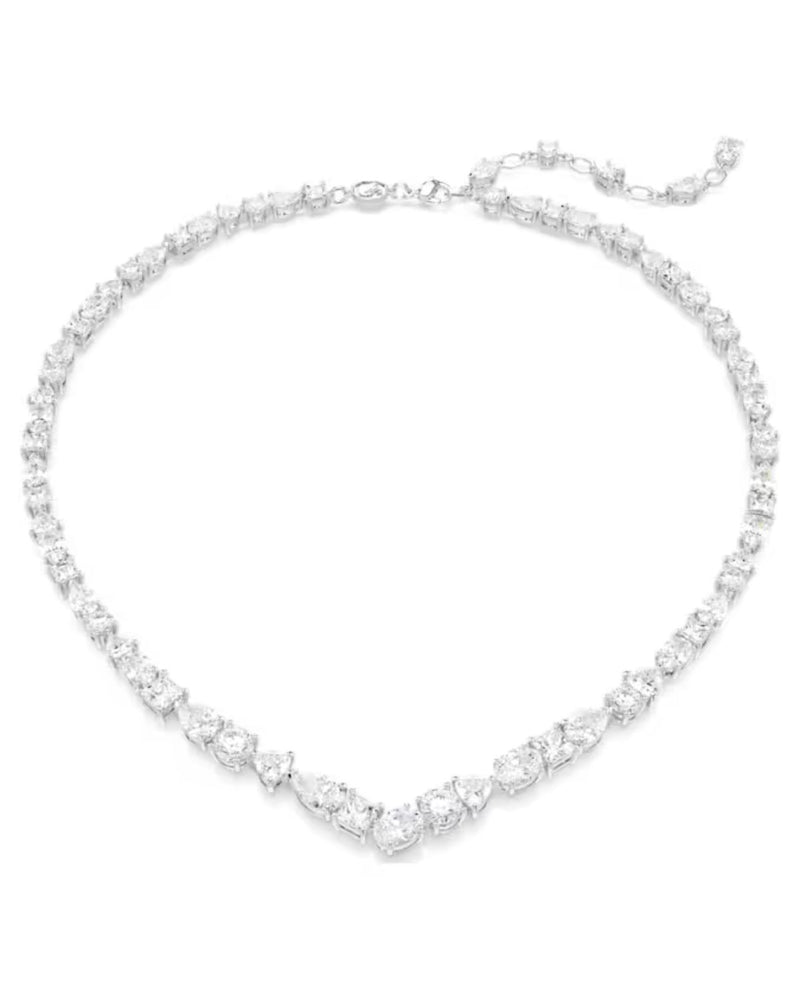 Mesmera necklace, Mixed cuts, White, Rhodium plated