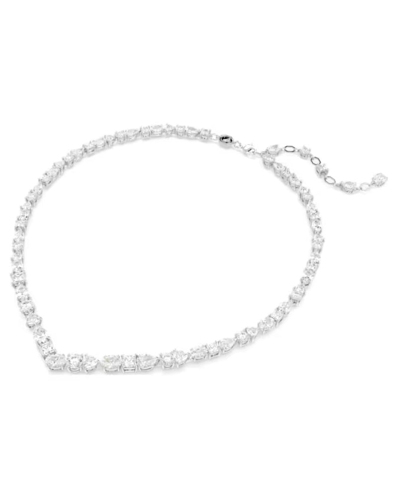 Mesmera necklace, Mixed cuts, White, Rhodium plated