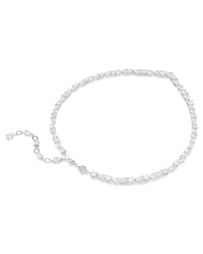 Mesmera necklace, Mixed cuts, White, Rhodium plated