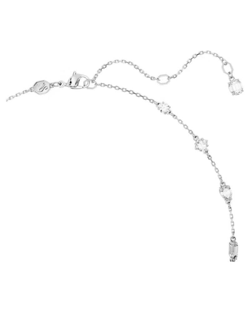 Mesmera necklace, Mixed cuts, Scattered design, White, Rhodium plated