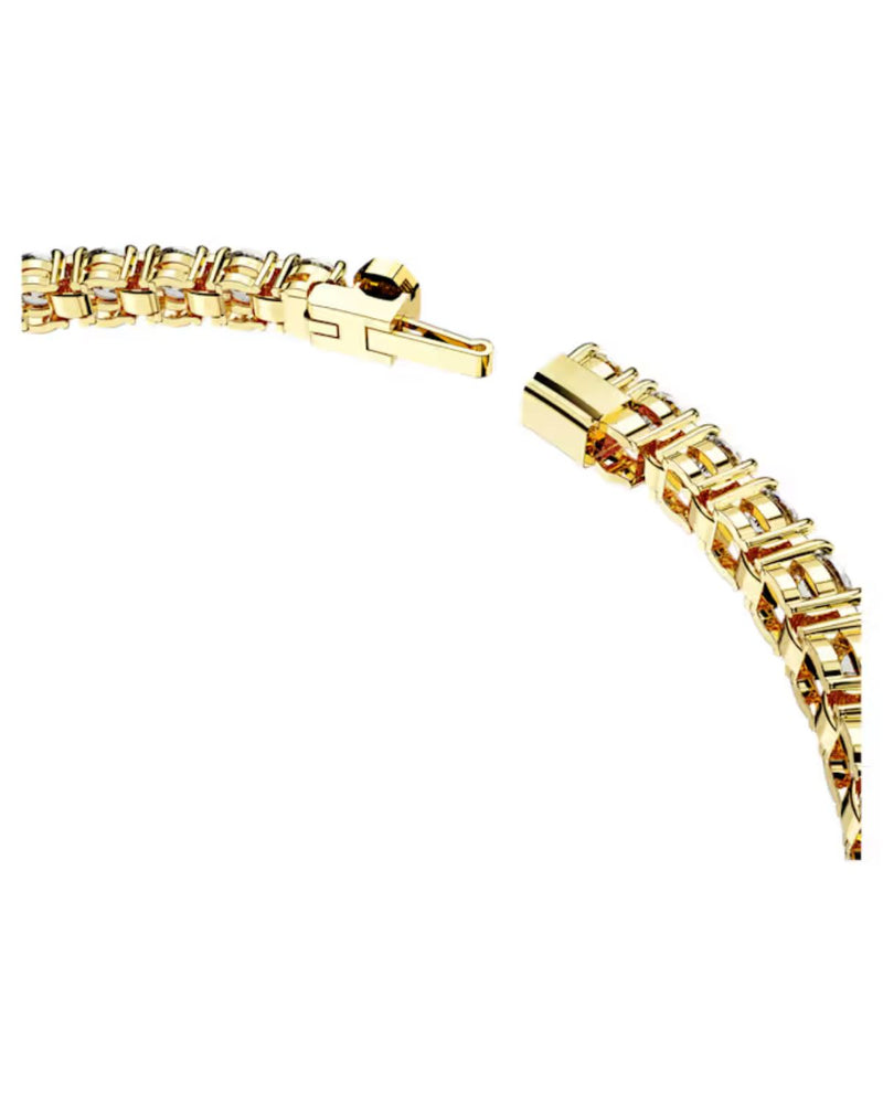 Matrix Tennis bracelet, Round cut, White, Gold-tone plated