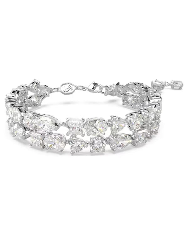 Mesmera bracelet, Mixed cuts, White, Rhodium plated