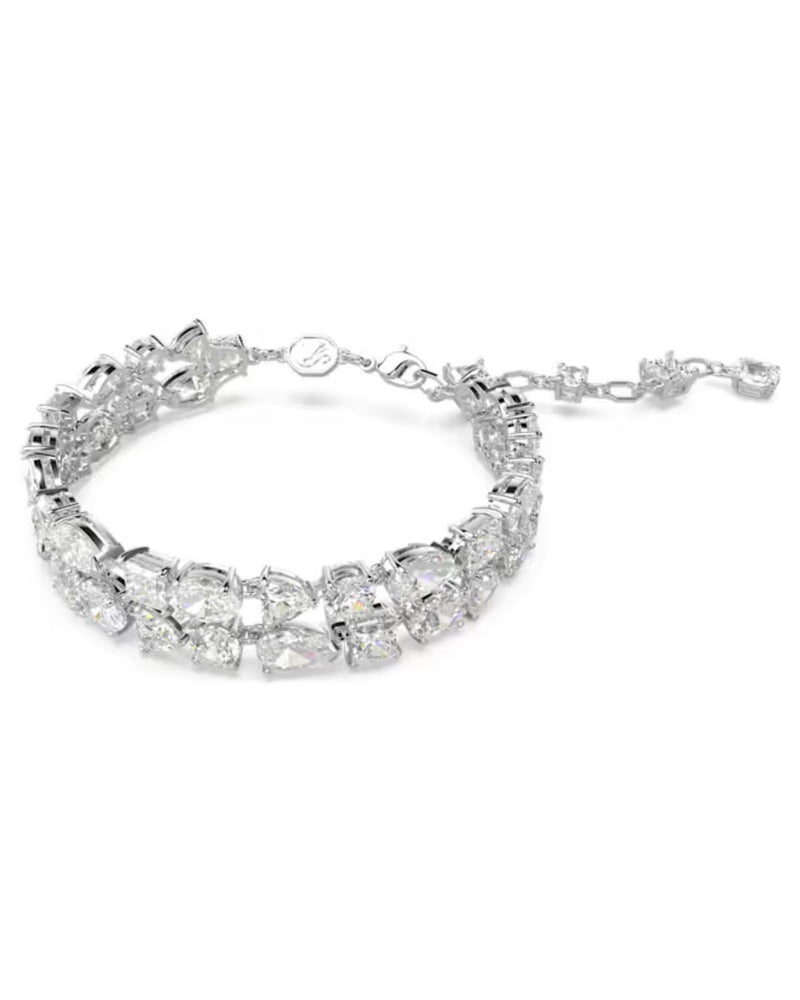 Mesmera bracelet, Mixed cuts, White, Rhodium plated