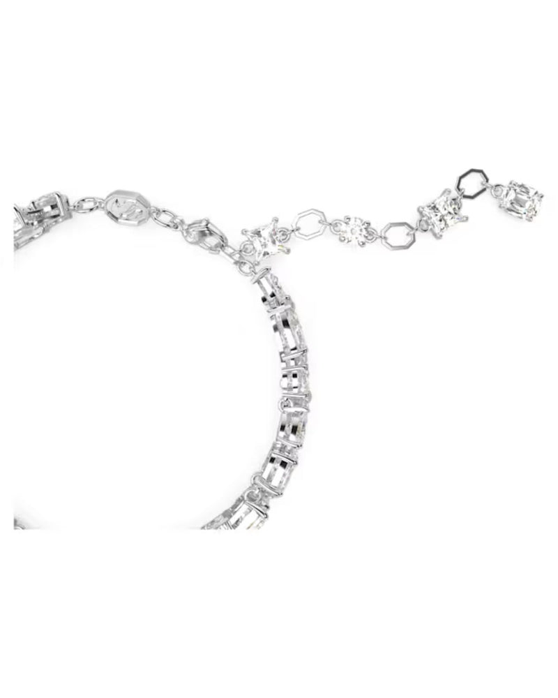 Mesmera bracelet, Mixed cuts, White, Rhodium plated