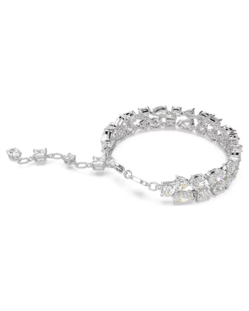 Mesmera bracelet, Mixed cuts, White, Rhodium plated