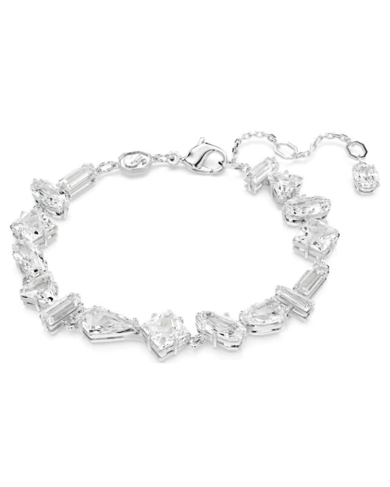 Mesmera bracelet, Mixed cuts, White, Rhodium plated