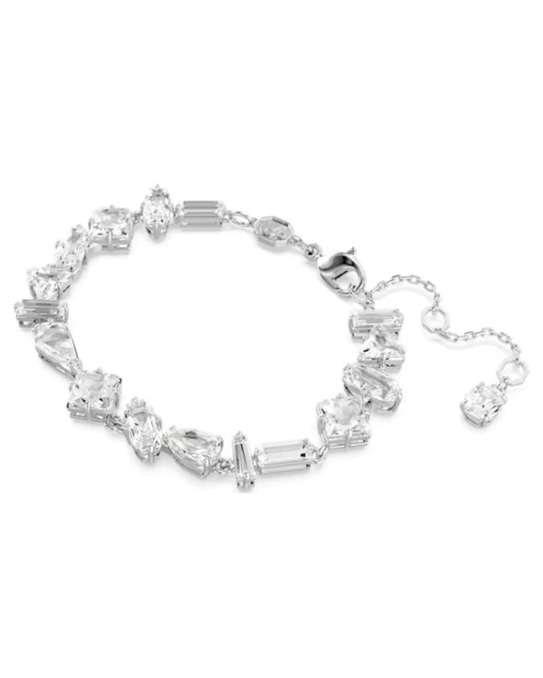 Mesmera bracelet, Mixed cuts, White, Rhodium plated