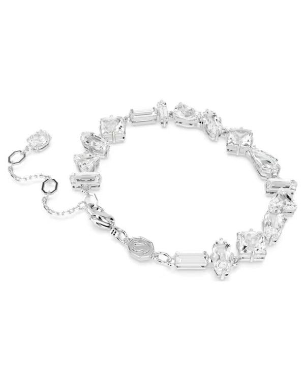 Mesmera bracelet, Mixed cuts, White, Rhodium plated