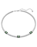 Matrix Tennis necklace Mixed cuts, Green, Rhodium plated 5666168