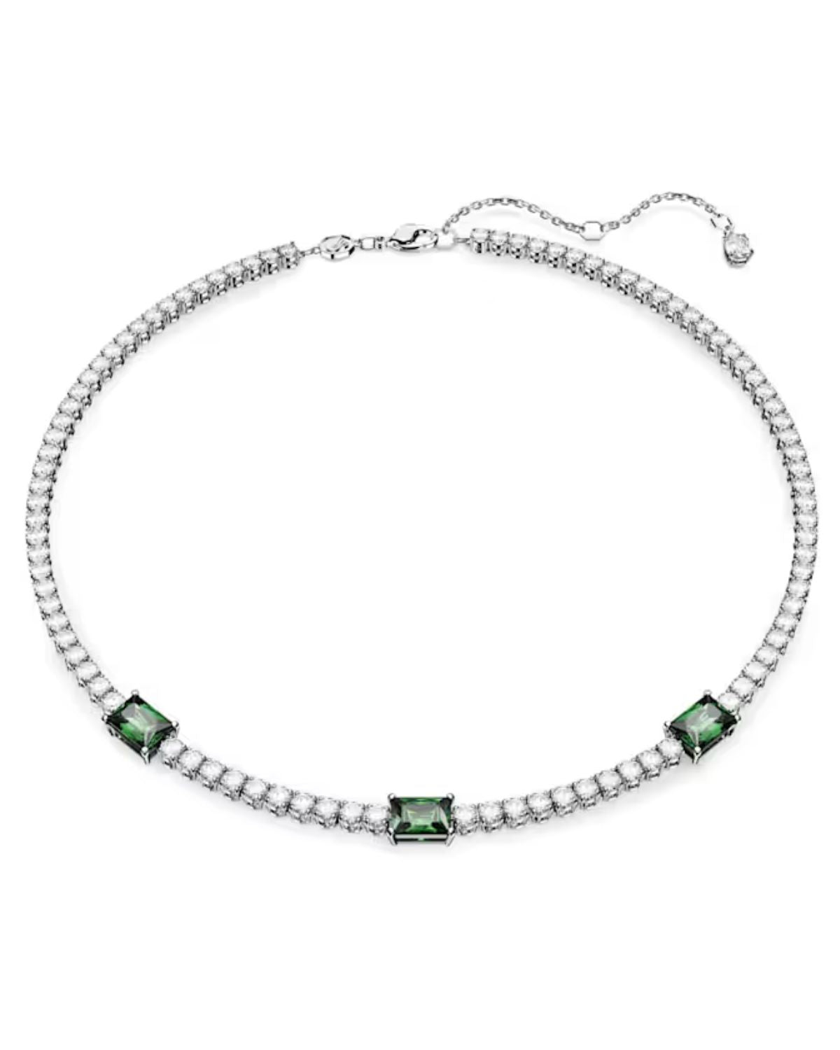 Matrix Tennis necklace Mixed cuts, Green, Rhodium plated 5666168