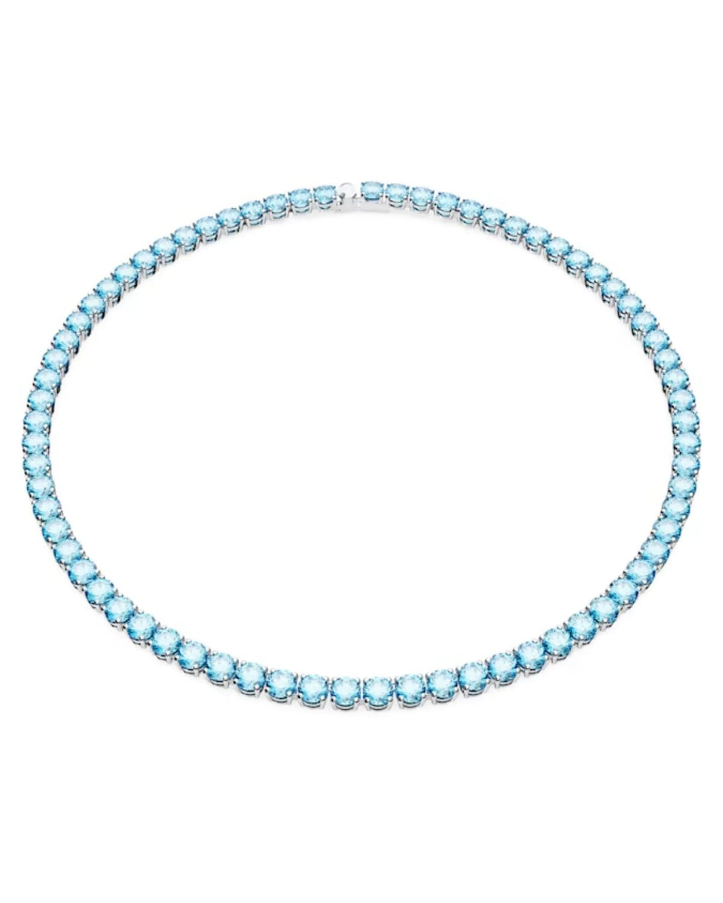 Matrix Tennis necklace Round cut, Medium, Blue, Rhodium plated 5661187