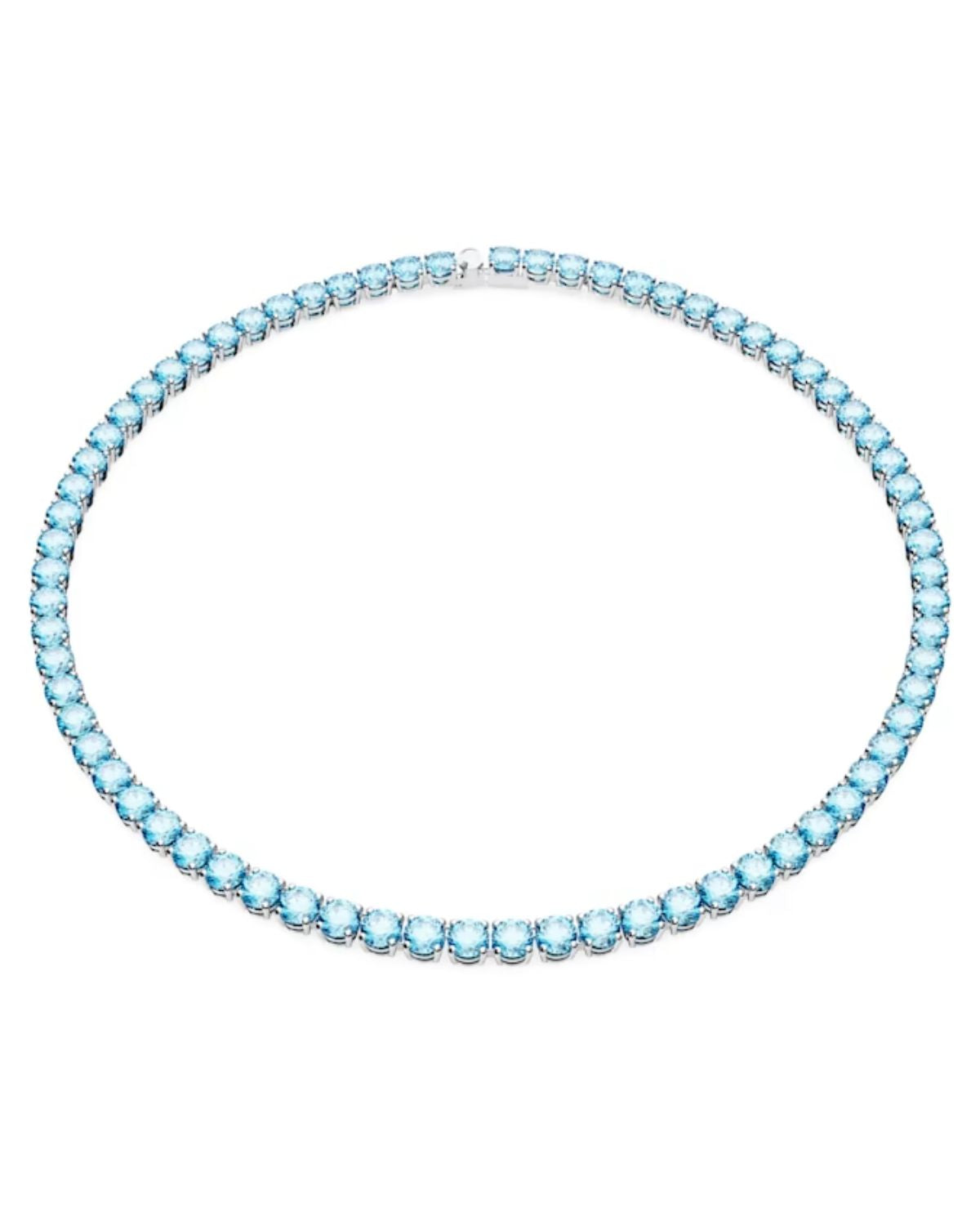 Matrix Tennis necklace Round cut, Medium, Blue, Rhodium plated 5661187