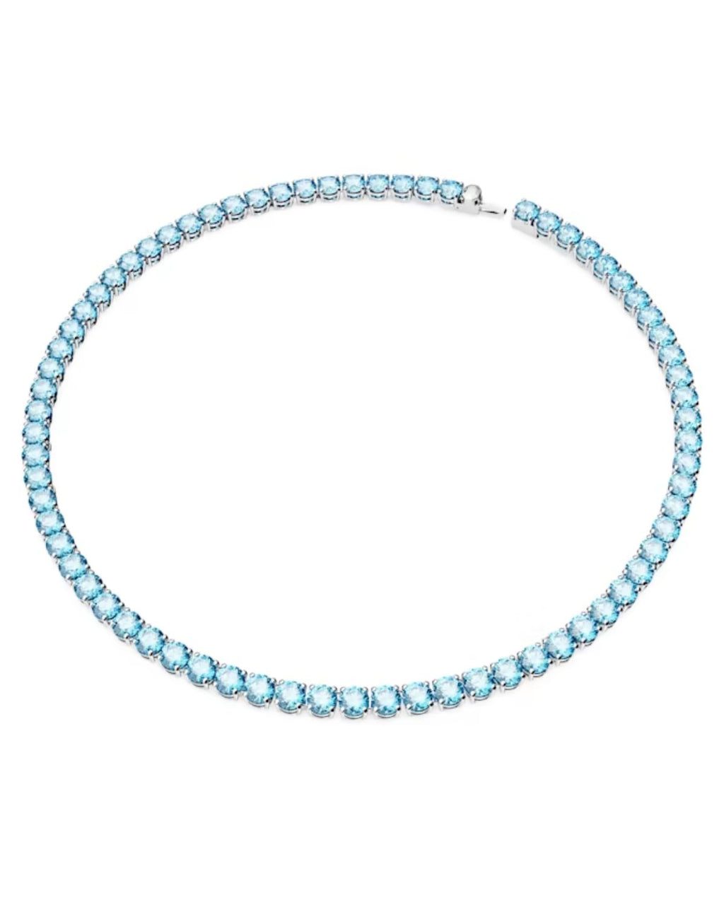 Matrix Tennis necklace Round cut, Medium, Blue, Rhodium plated 5661187