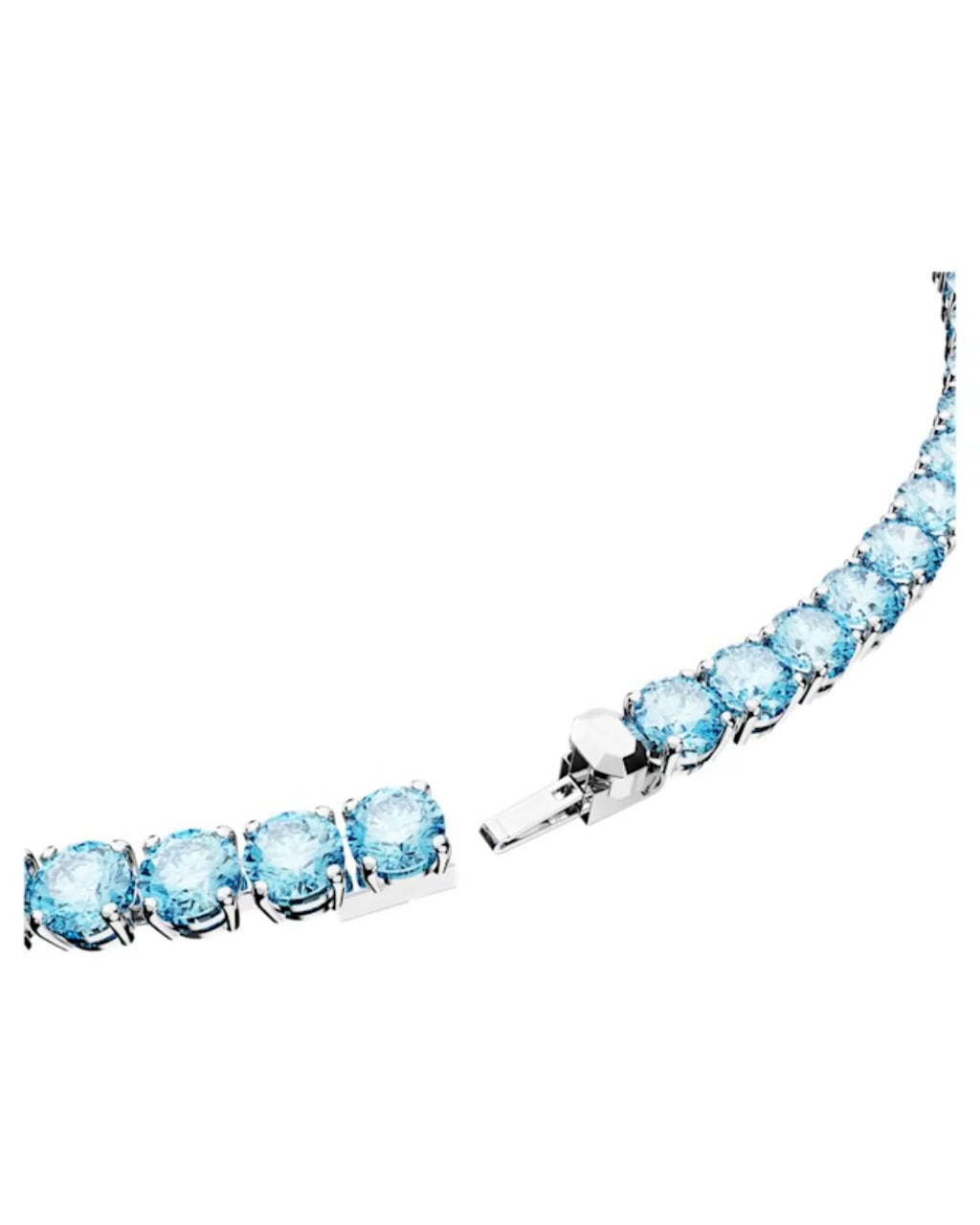 Matrix Tennis necklace Round cut, Medium, Blue, Rhodium plated 5661187