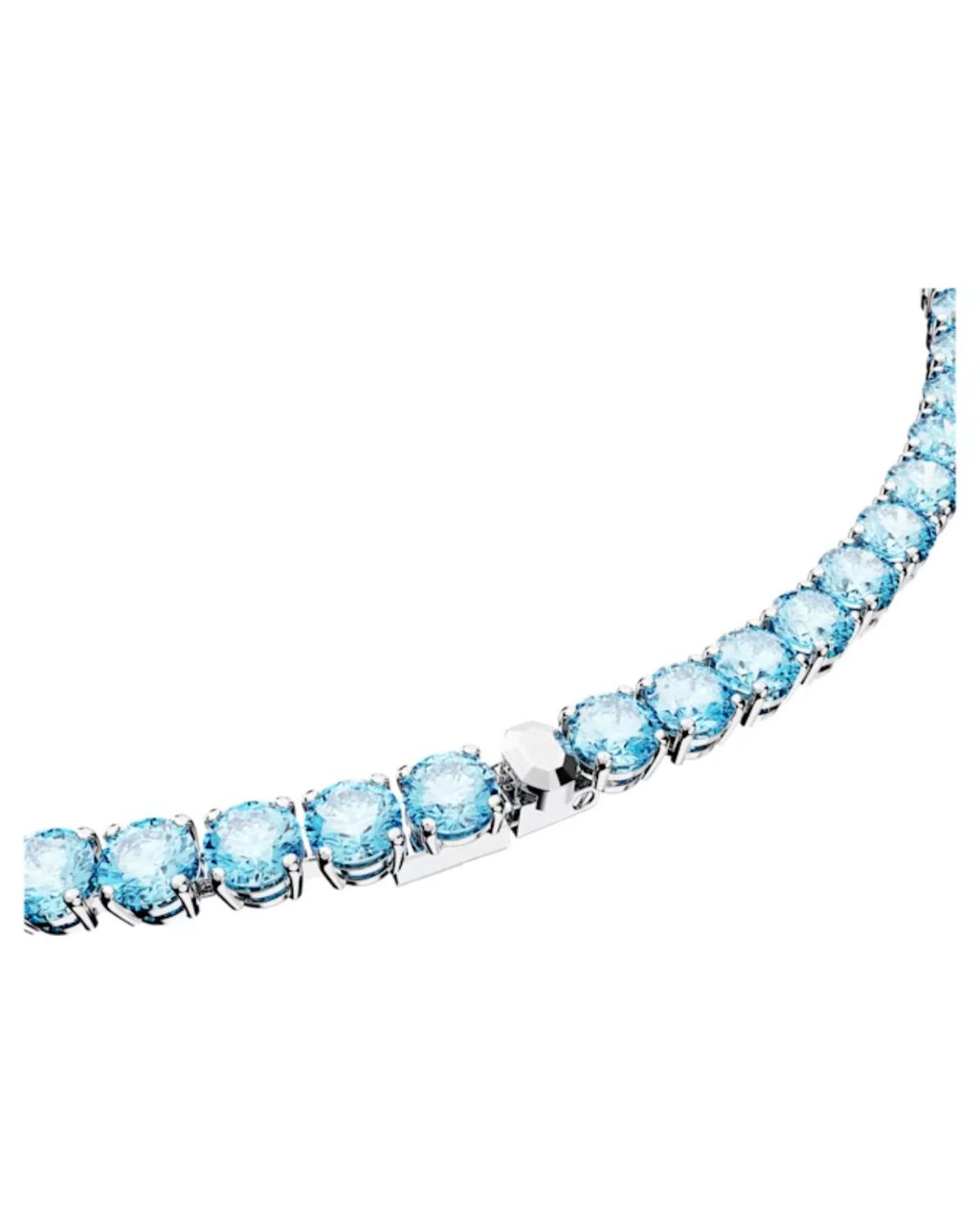 Matrix Tennis necklace Round cut, Medium, Blue, Rhodium plated 5661187