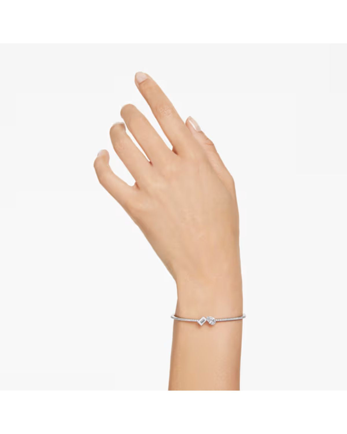 Mesmera bangle Mixed cuts, White, Rhodium plated  5667253
