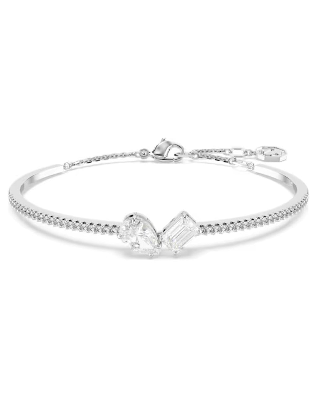 Mesmera bangle Mixed cuts, White, Rhodium plated  5667253