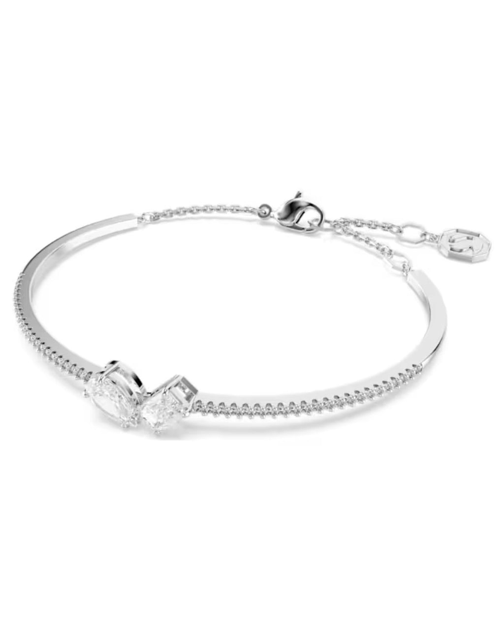 Mesmera bangle Mixed cuts, White, Rhodium plated  5667253