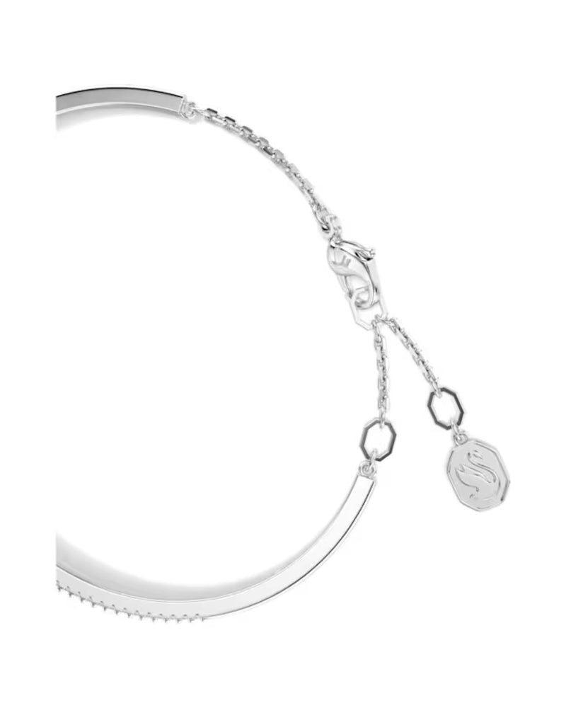 Mesmera bangle, Mixed cuts, White, Rhodium plated