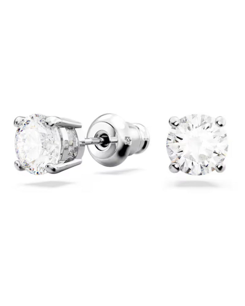 Matrix Tennis set, Round cut, White, Rhodium plated