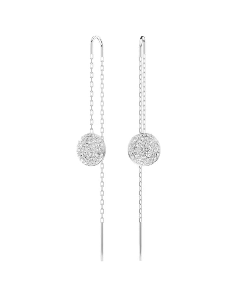 Meteora drop earrings, White, Rhodium plated