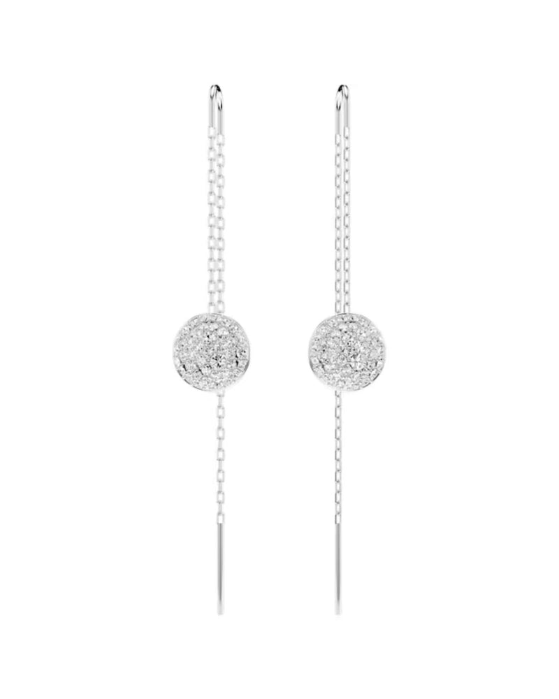 Meteora drop earrings, White, Rhodium plated