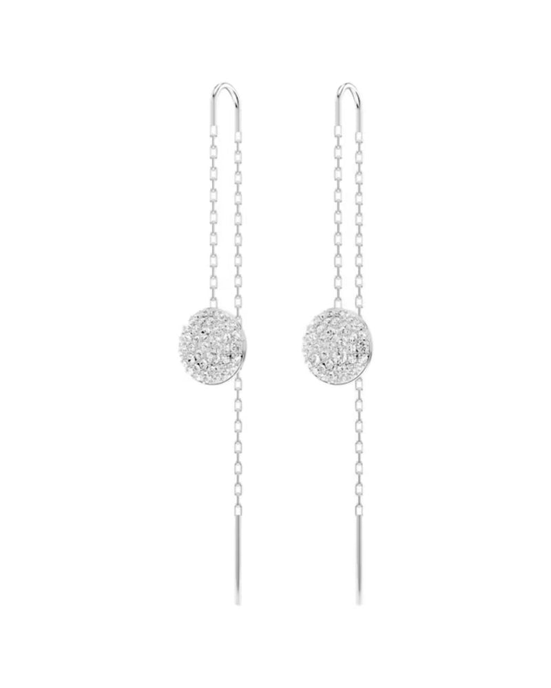 Meteora drop earrings, White, Rhodium plated