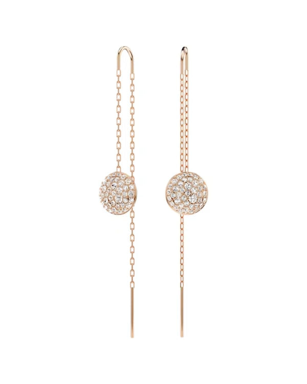 Meteora drop earrings, White, Rose gold-tone plated