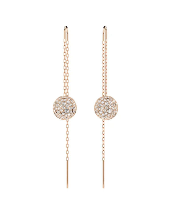 Meteora drop earrings, White, Rose gold-tone plated