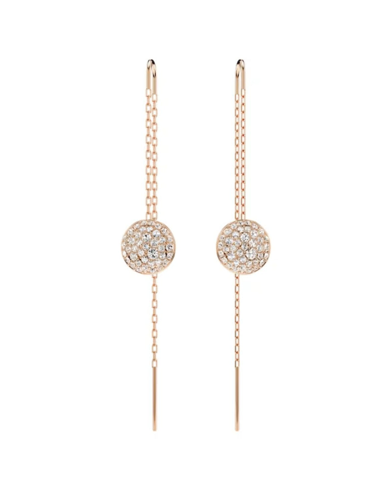 Meteora drop earrings, White, Rose gold-tone plated