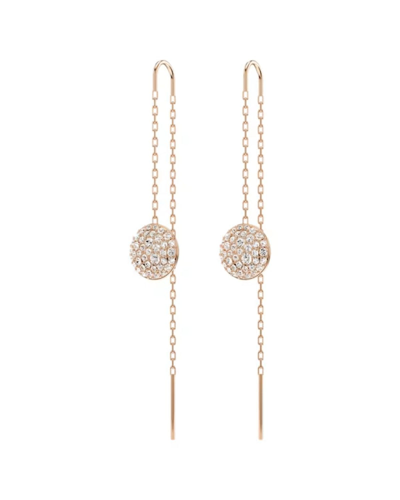 Meteora drop earrings, White, Rose gold-tone plated