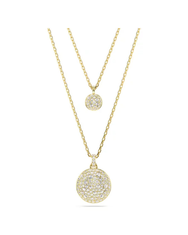 Meteora layered pendant, White, Gold-tone plated