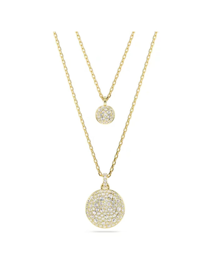 Meteora layered pendant, White, Gold-tone plated