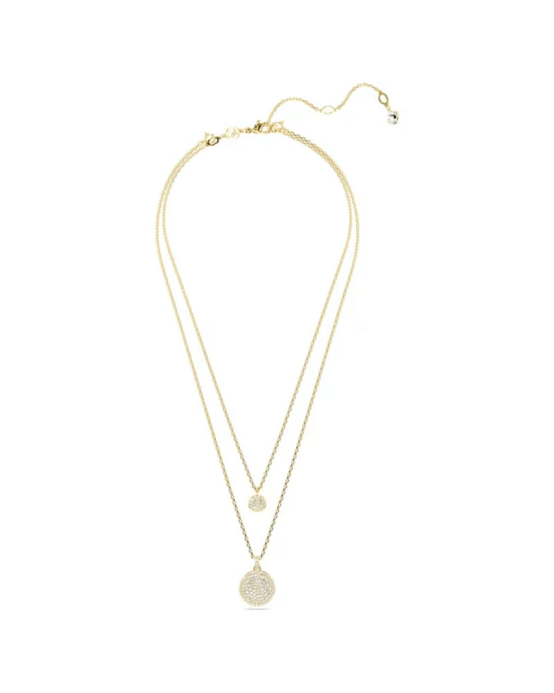 Meteora layered pendant, White, Gold-tone plated