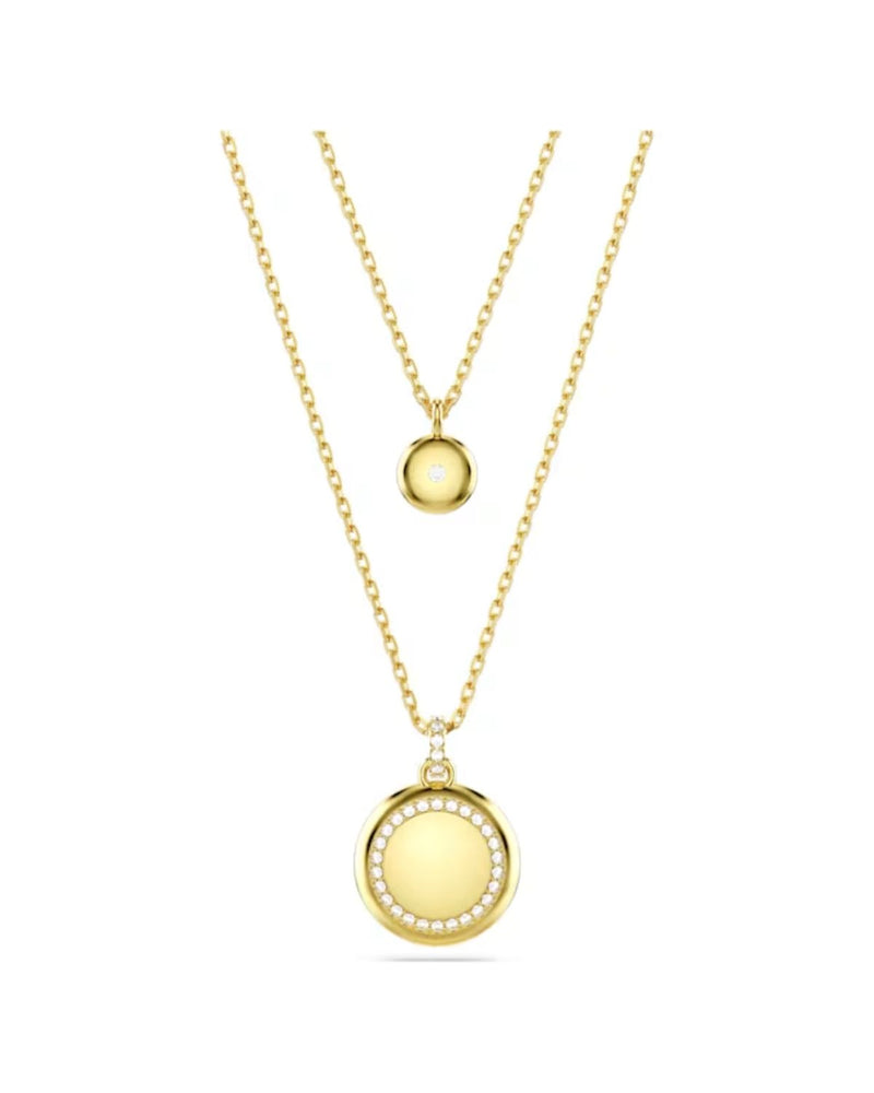 Meteora layered pendant, White, Gold-tone plated