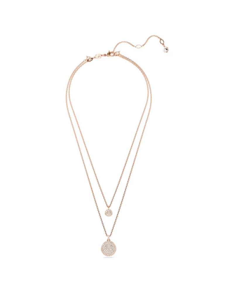 Meteora layered pendant, White, Rose gold-tone plated